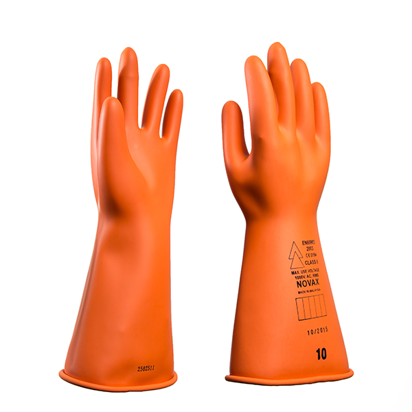 PIP Novax 155-4-16 Work Gloves 155-4-16,11, Size 11, Rubber, Black, Orange